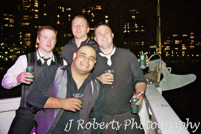 Boys and beers partying on sydney harbour cruise - Party Photography Sydney